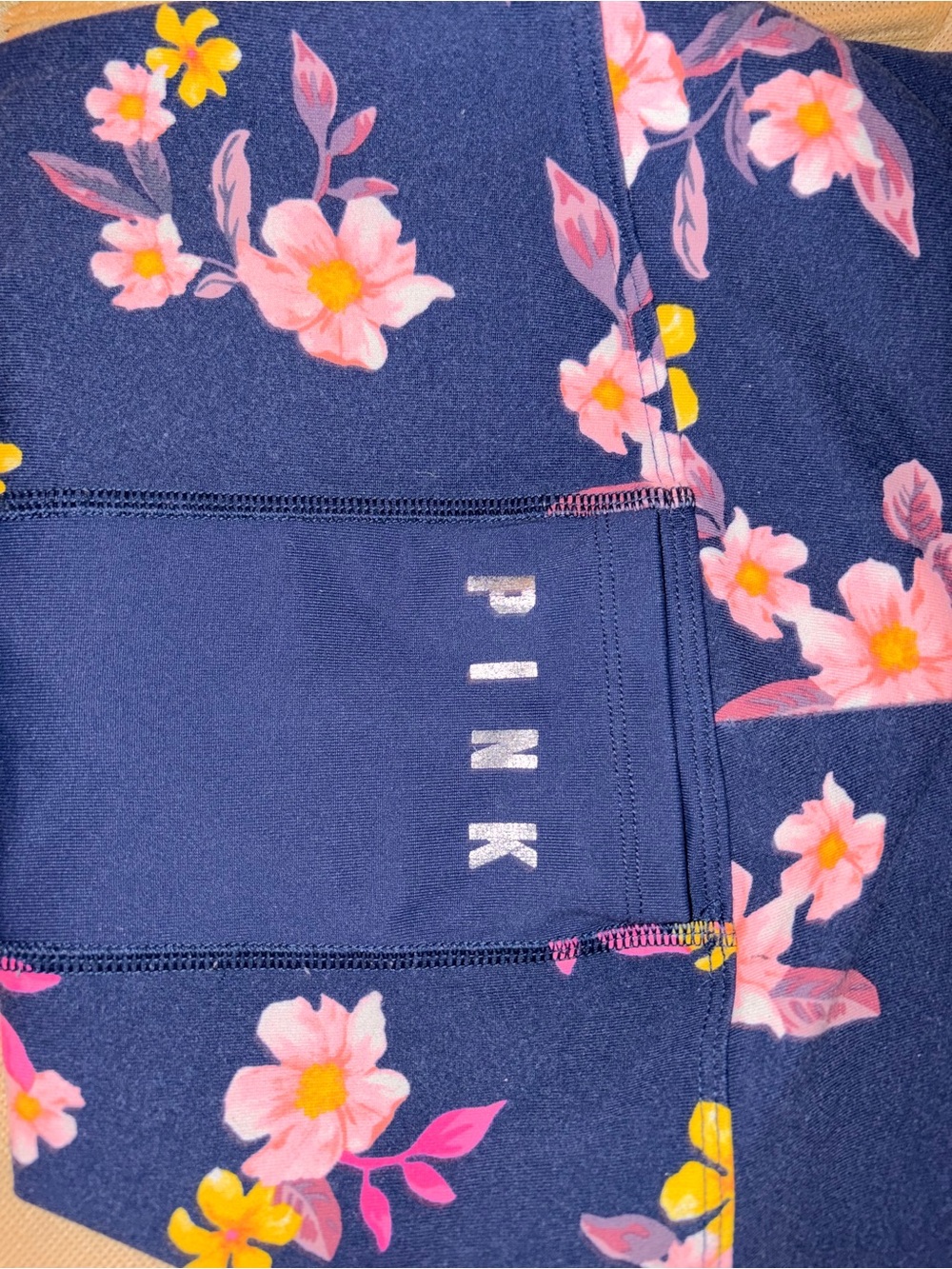 PINK Victoria's Secret Navy Floral Leggings - Picture 3 of 4